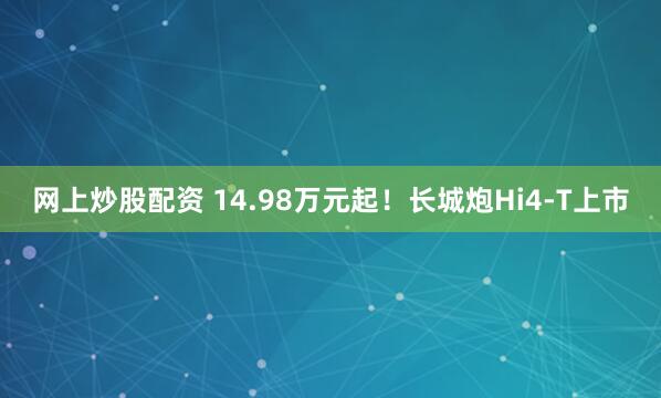 网上炒股配资 14.98万元起！长城炮Hi4-T上市